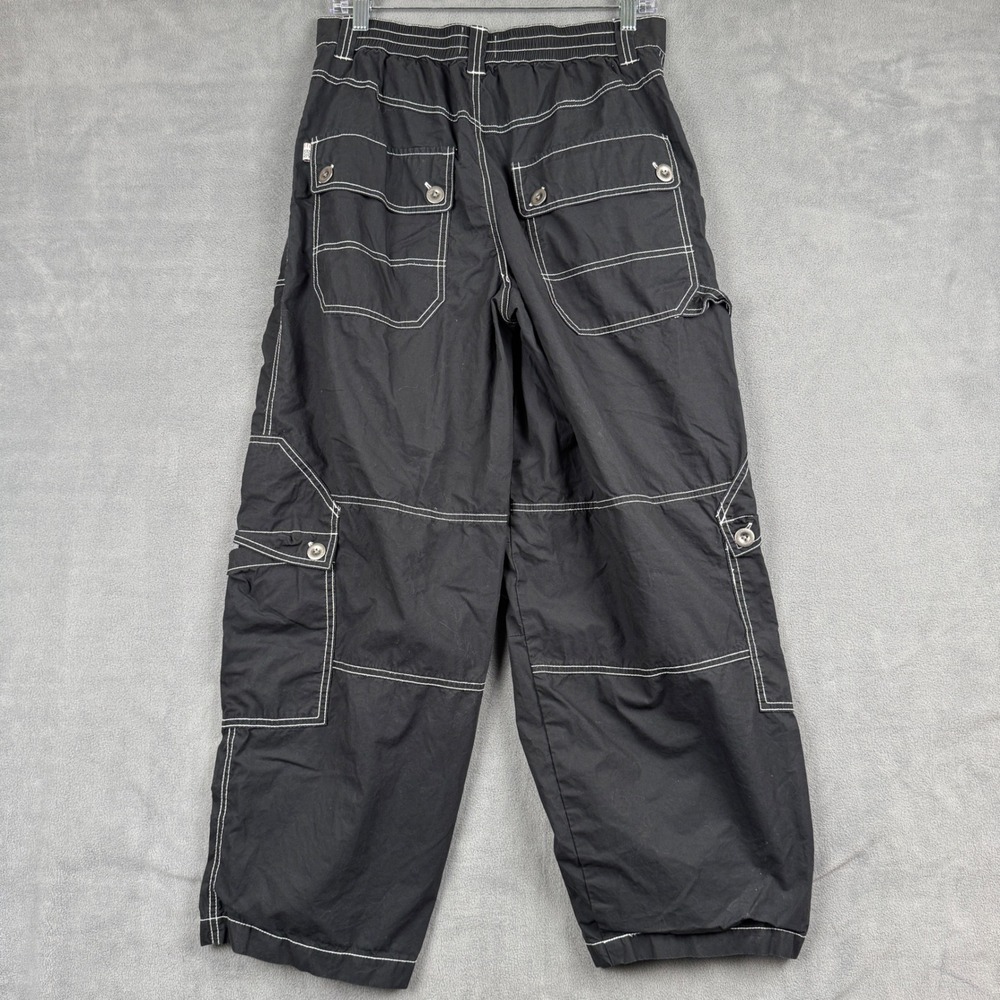 BDG Urban Outfitters Black Contrast Stitch Cargo Pants Baggy Y2K Streetwear 2 - Picture 6 of 9